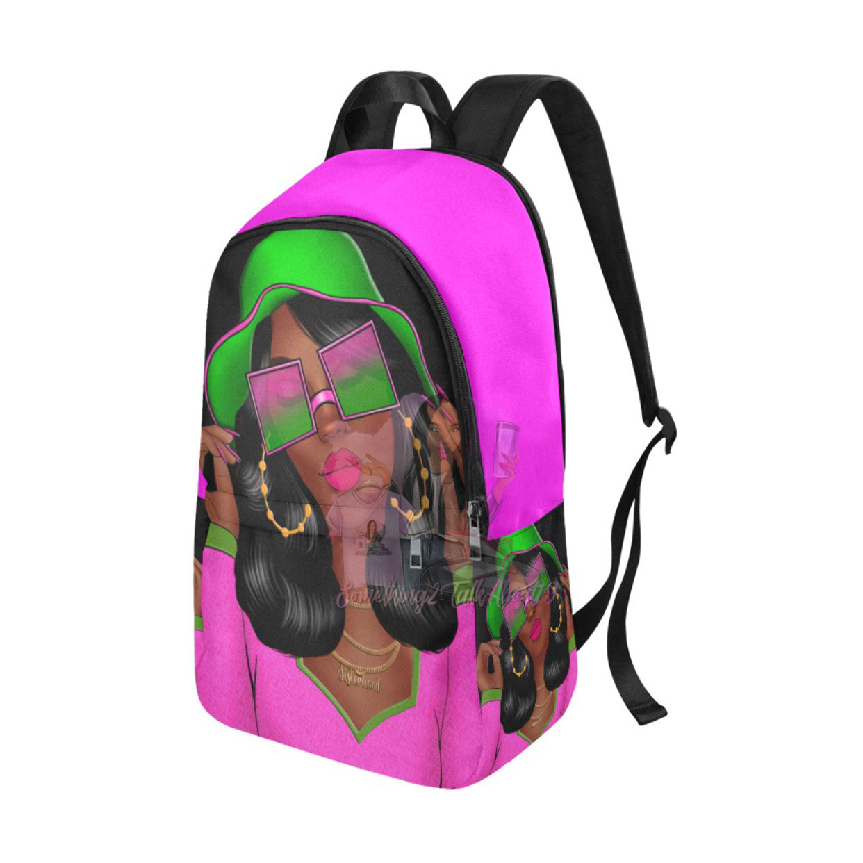 Debbie Pink/Lime Green Fabric Backpack