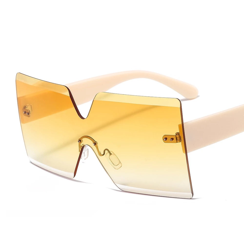 Square Rimless Women Shades (Rice/White/Yellow)
