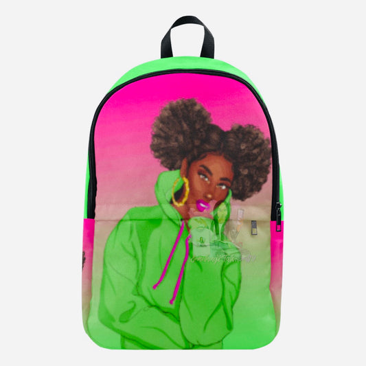 Muffin Pink/Lime Green Fabric Backpack