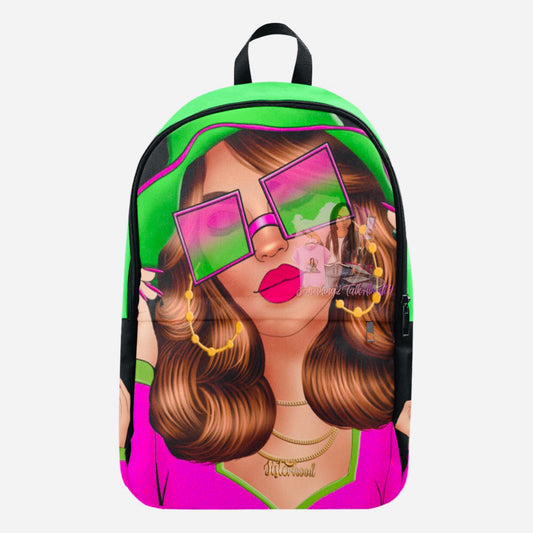 Debbie Lime Green/Pink Fabric Backpack