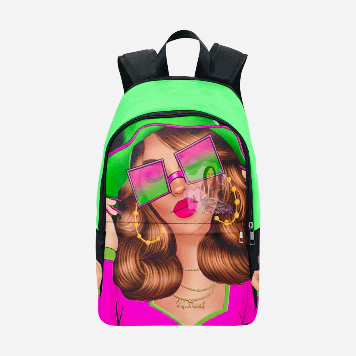 Debbie Lime Green/Pink Fabric Backpack