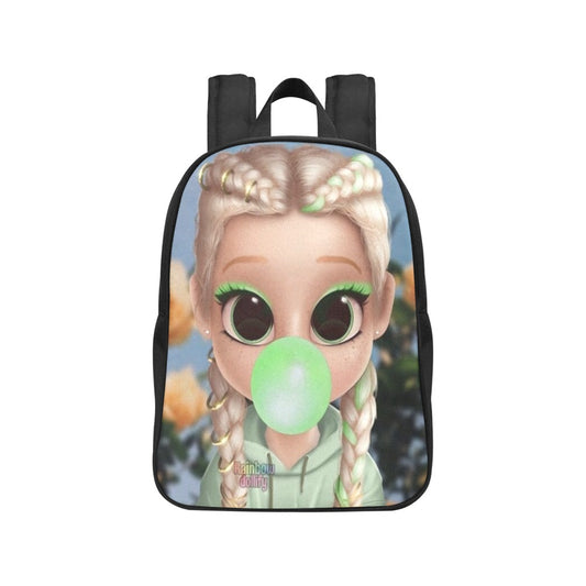 Lime Green Bubble Gum Girl Fabric Backpack (KIDS)