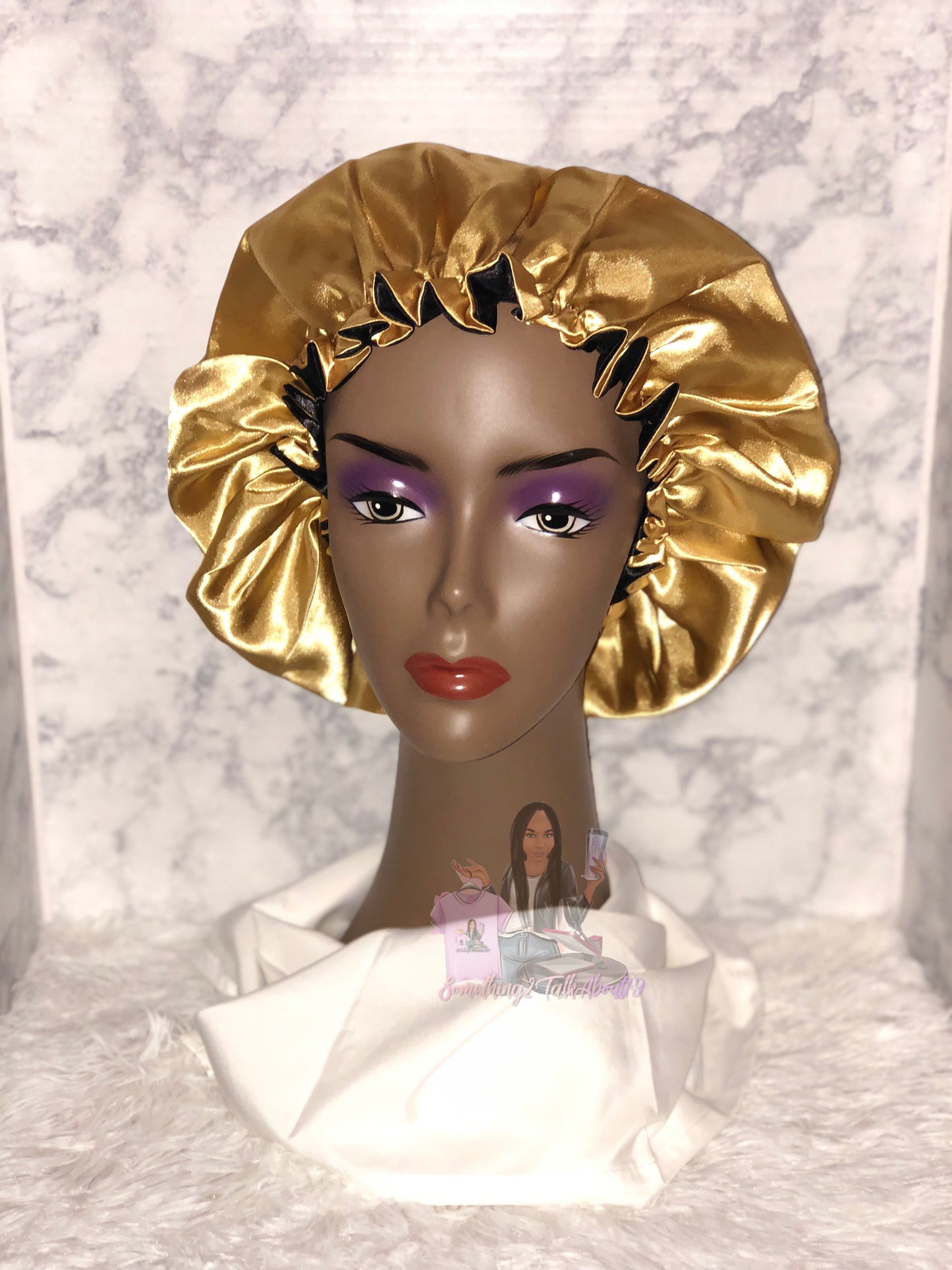 Gold and Black Double Layered Bonnet Set