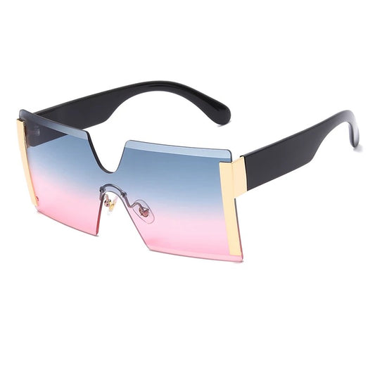 Square Rimless Women Shades (Gold/Gray/Pink)