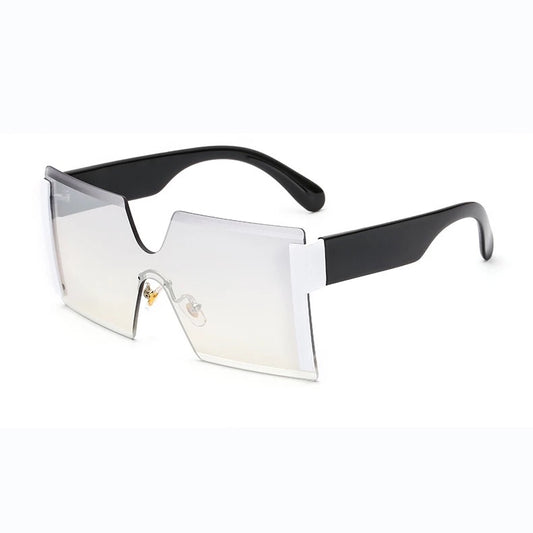 Square Rimless Women Shades (White/Silver)