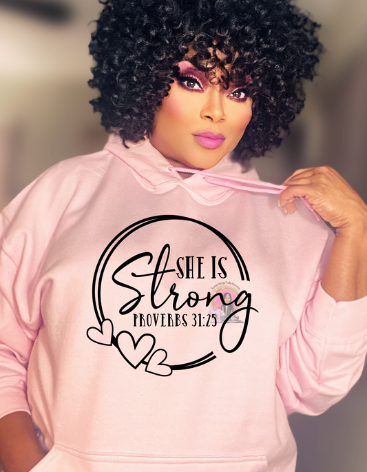 She Is Strong Pink Hoodie