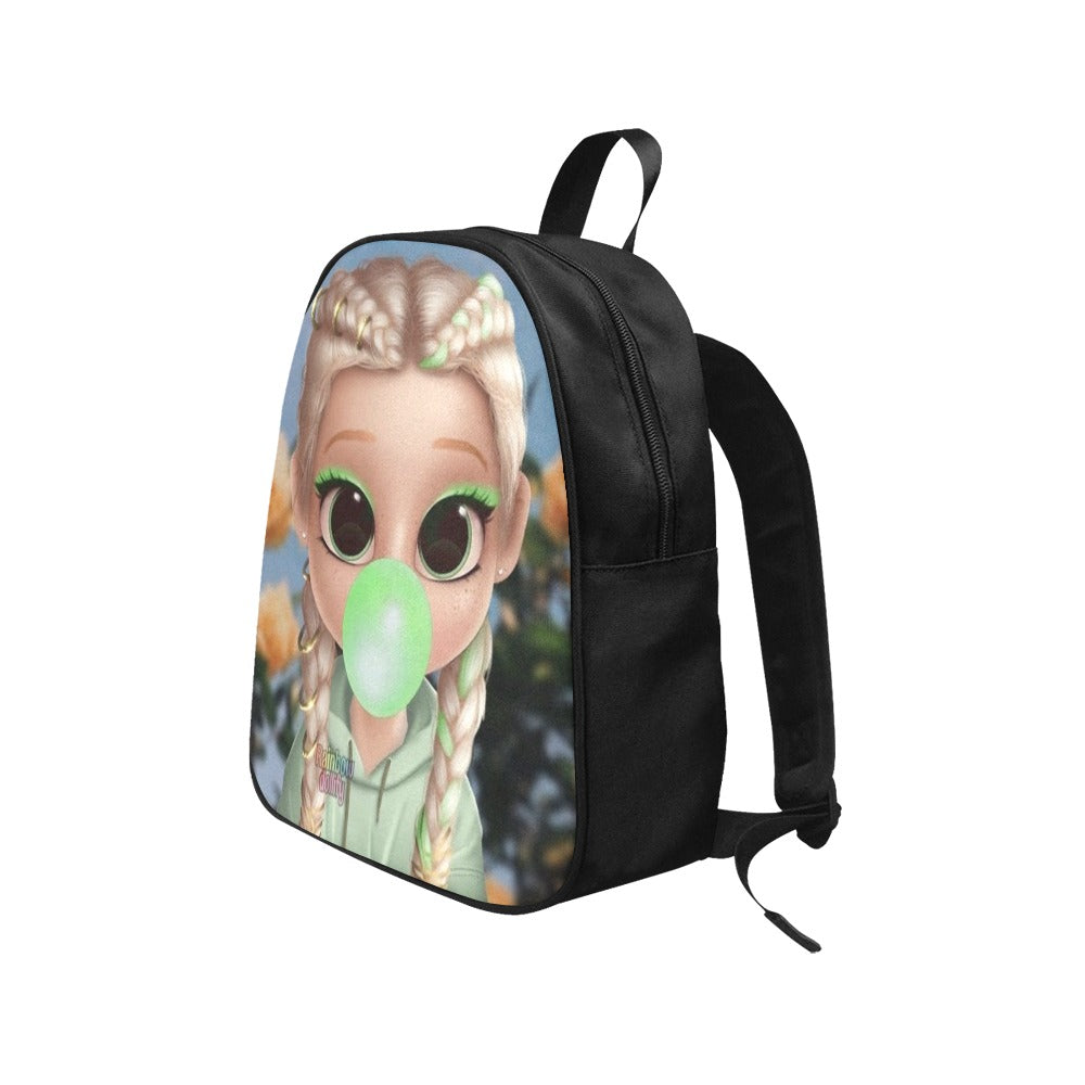 Lime Green Bubble Gum Girl Fabric Backpack (KIDS)