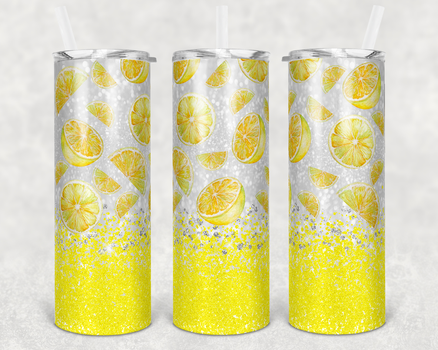 Lemon Yellow Glitter 20oz Tumbler